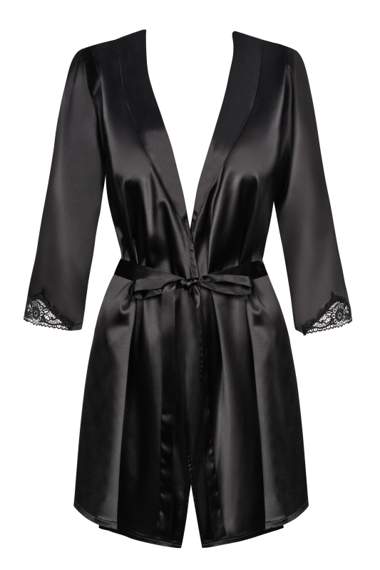 Dámský župan Obsessive Satinia robe black Barva: Černá, Velikost: L/XL
