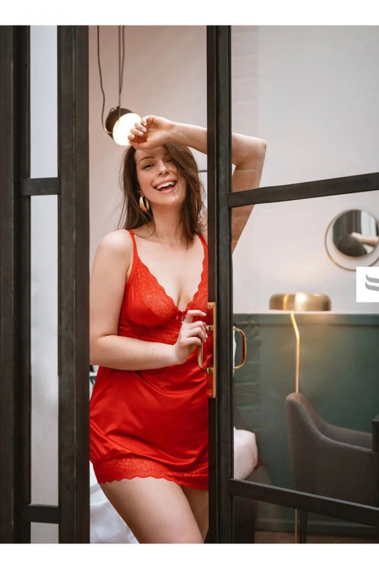 Košilka Obsessive Lovica chemise Barva: Červená, Velikost: 2XL