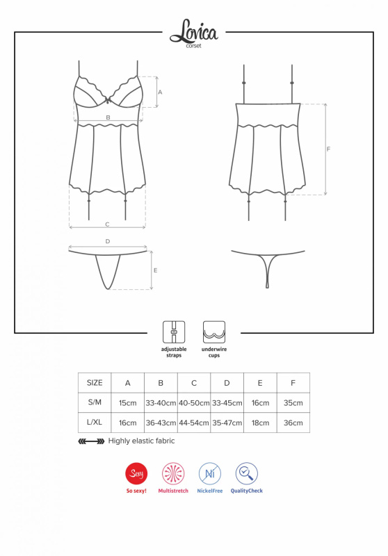 Korzet Obsessive Lovica corset Barva: Červená, Velikost: S/M
