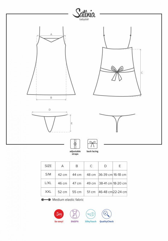 Košilka Satinia babydoll dark blue - Obsessive XXL tm.Modrá