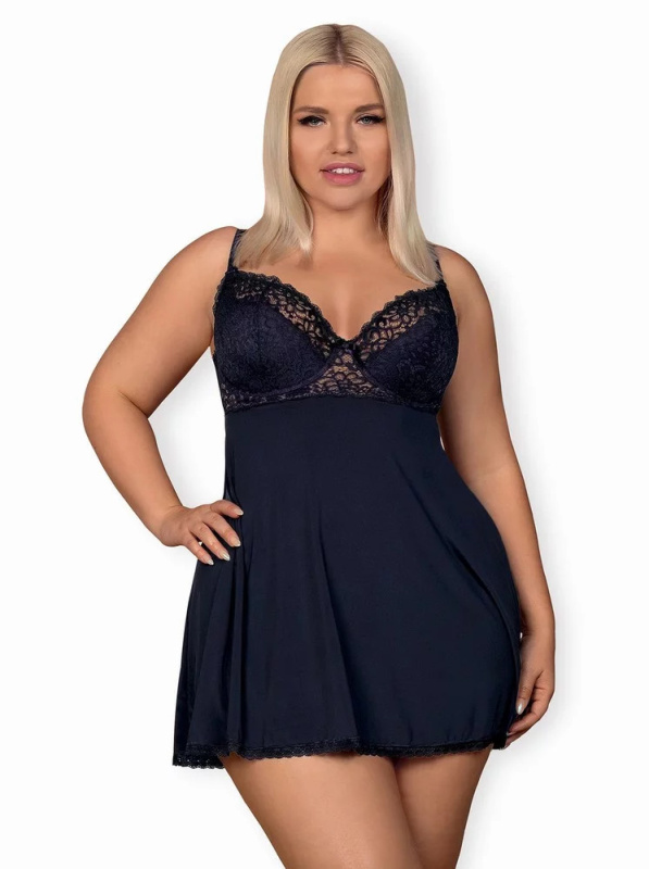 Jemná košilka Drimera babydoll XXL - Obsessive XXL modrá