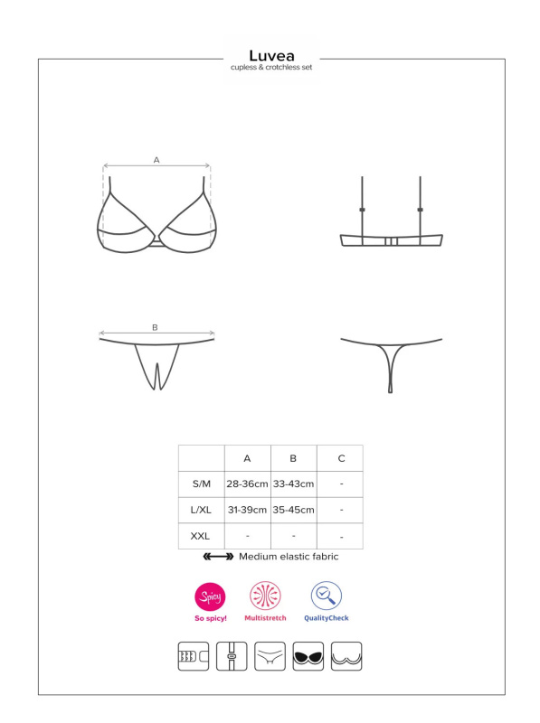 Žhavý set Luvae cupless set - Obsessive černá S/M