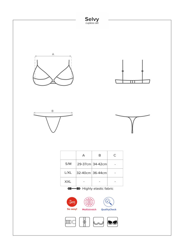 Divoký set otevřený Selvy cupless set - Obsessive L/XL originál