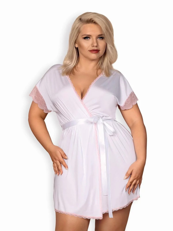 Elegantní župan Girlly peignoir XXL - Obsessive bílá XXL