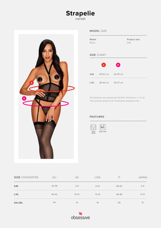 Odvážný korzet Strapelie corset - Obsessive černá S/M