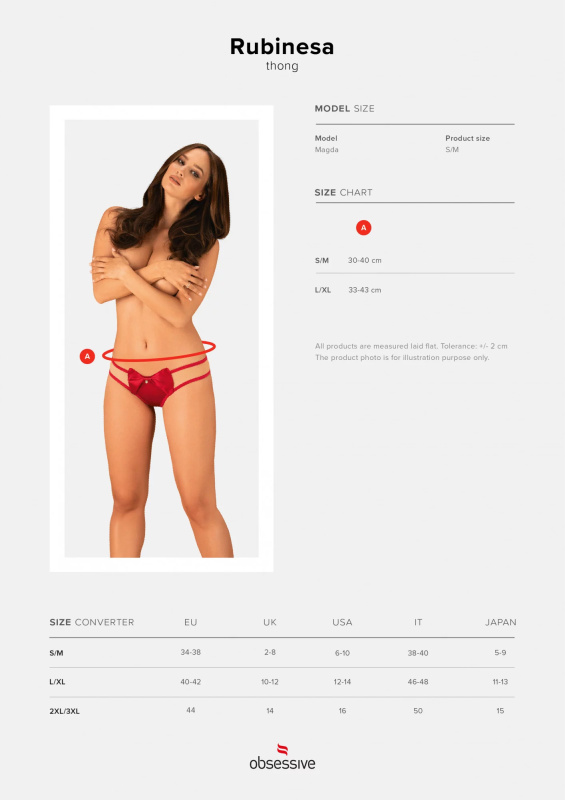 Sexy tanga Rubinesa thong - Obsessive červená S/M