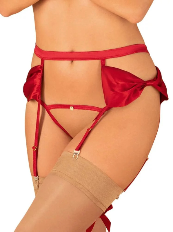 Svůdný podvazkový pás Rubinesa garter belt - Obsessive červená L/XL