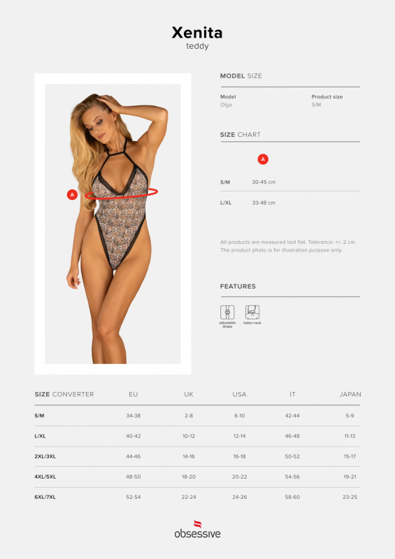 Elegantní body Xenita teddy - Obsessive L/XL originál