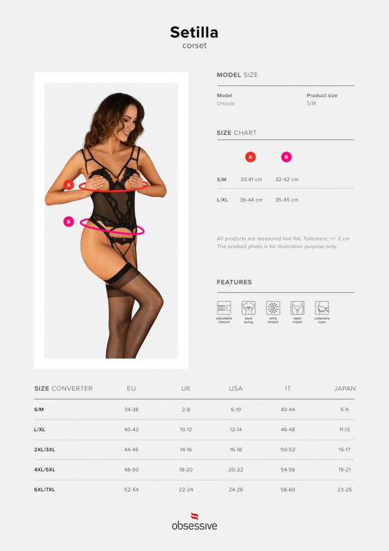 Odvážný korzet Setilla corset - Obsessive S/M černá