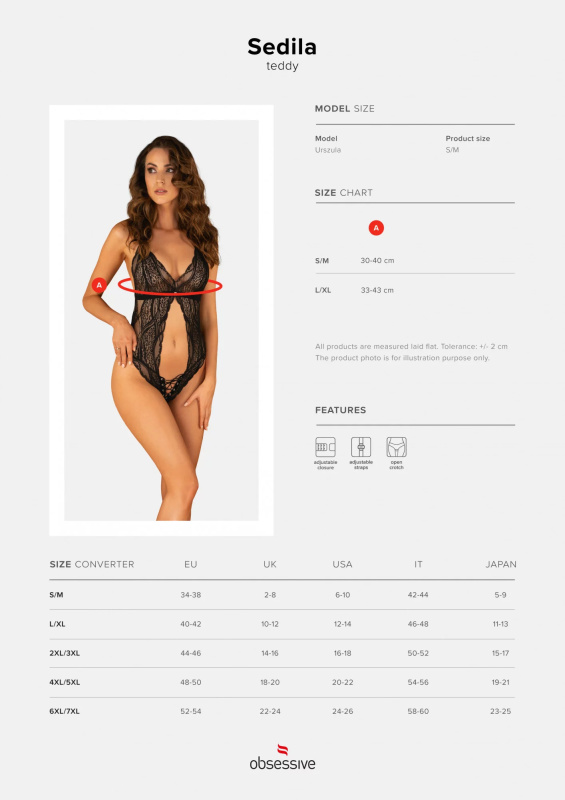 Odvážné body Sedila teddy - Obsessive L/XL černá