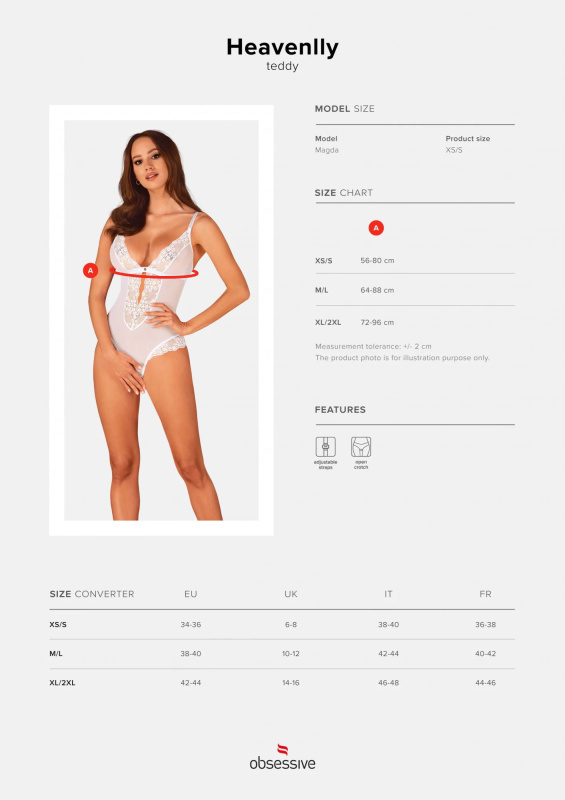 Body Obsessive Heavenlly teddy Barva: Bílá, Velikost: XL/2XL