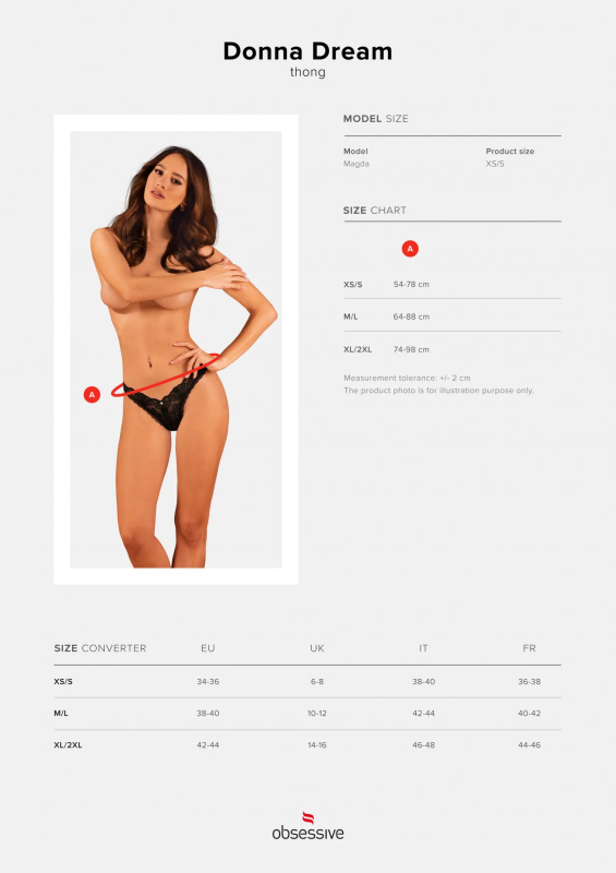 Tanga Obsessive Donna Dream thong Barva: Černá, Velikost: XL/2XL