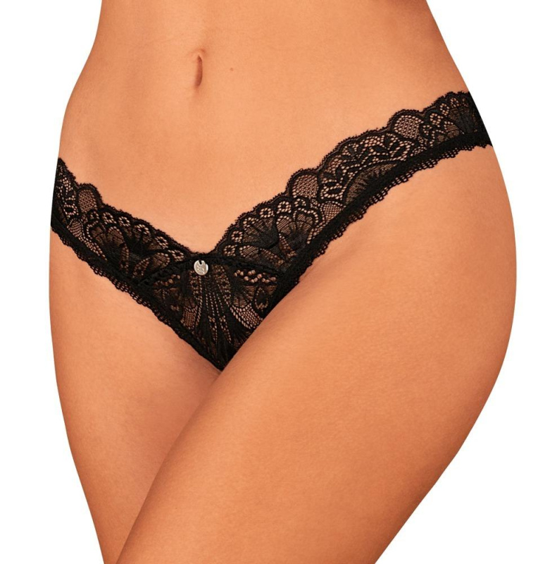 Tanga Obsessive Donna Dream crotchless thong Barva: Černá, Velikost: XL/2XL