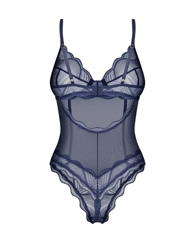 Dámské body Nightly Blue Crotchless Teddy tm. modré - Obsessive M/L