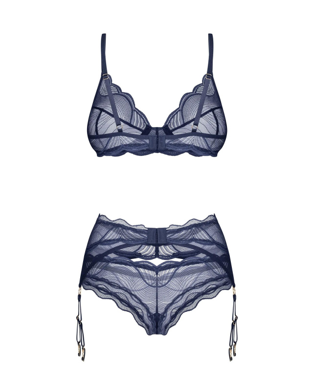 Dámský sexy set Nightly Blue 3-PCS SET tm. modrý - Obsessive M/L