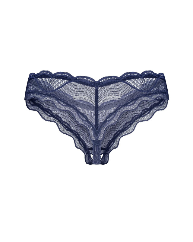 Dámská tanga Nightly Blue Crotchless Thong tm. modré - Obsessive XL/2XL