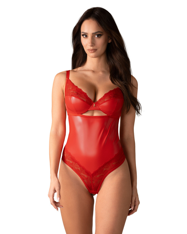 Body Obsessive Aliosa teddy - výprodej Barva: Červená, Velikost: S/M