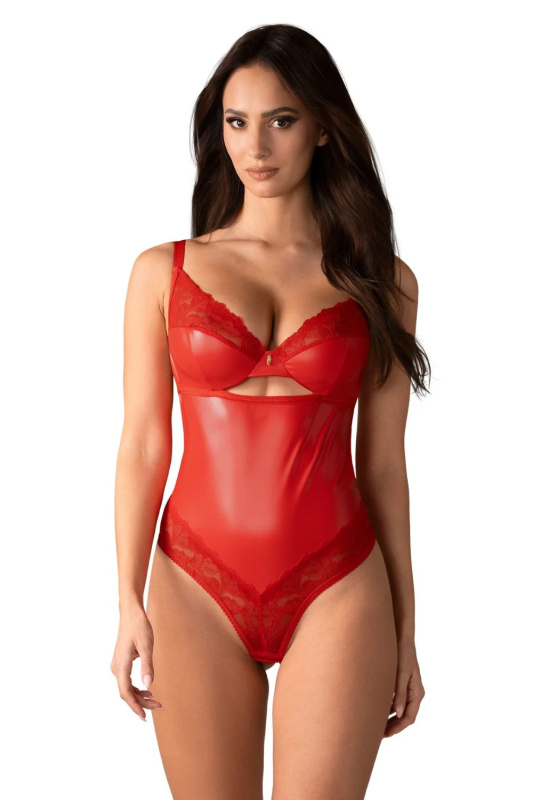 Body Obsessive Aliosa teddy Barva: Červená, Velikost: 2XL/3XL