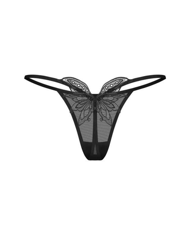 Dámská tanga Veyane Thong černé - Obsessive 2XL/3XL