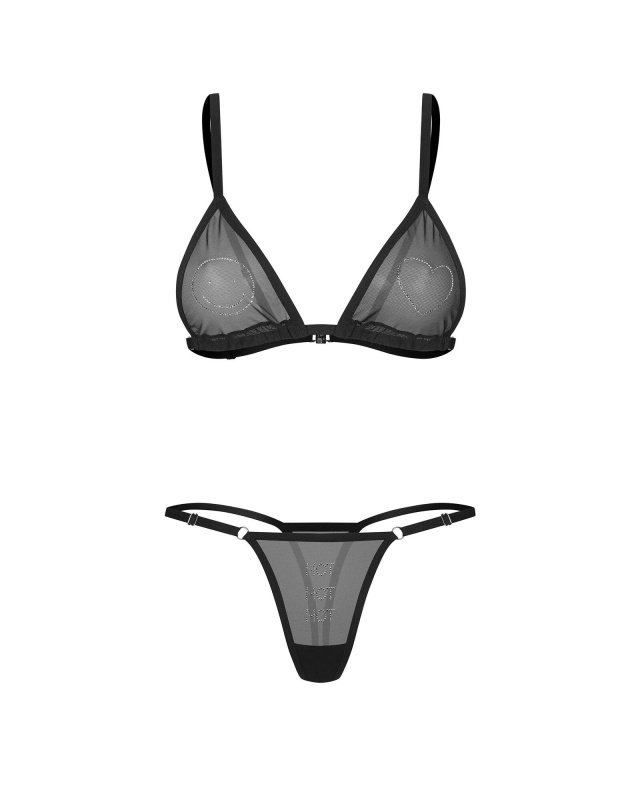 Dámský sexy set Wet Me 2-Pcs Set černý - Obsessive L/XL