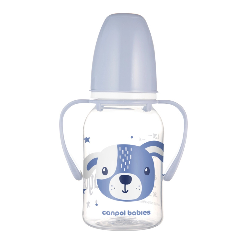 Canpol babies úzkohrdlá lahev s úchyty Cute Animals 120 ml – pejsek