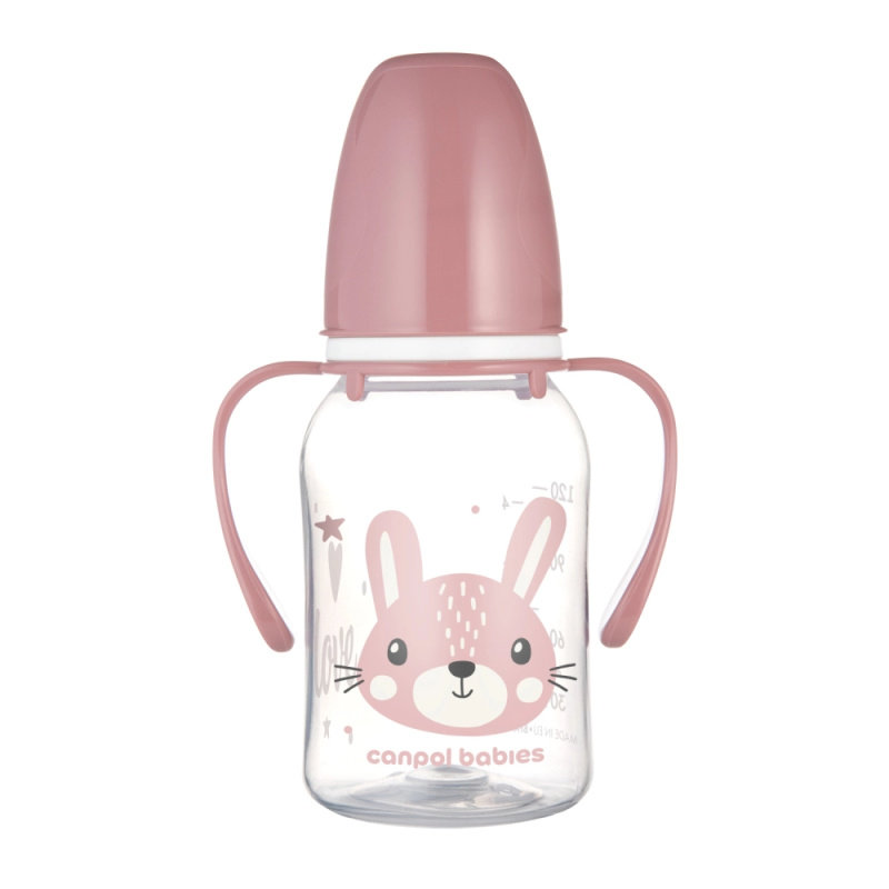 Canpol babies úzkohrdlá lahev s úchyty CUTE ANIMALS 120 ml – zajíc