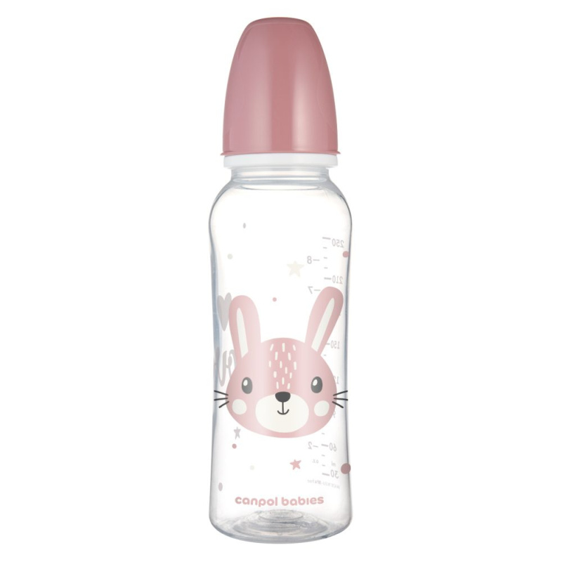 Kojenecká láhev CANPOL BABIES CUTE ANIMALS 250 ml – zajíček, úzké hrdlo