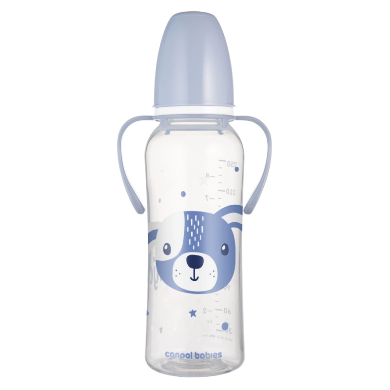 Dětská úzkohrdlá lahev s úchyty 250 ml CUTE ANIMALS – pejsek | Canpol babies