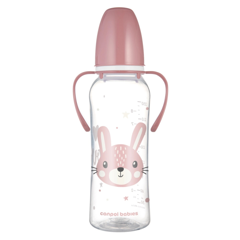 Canpol babies úzkohrdlá láhev s úchyty CUTE ANIMALS 250 ml – zajíc