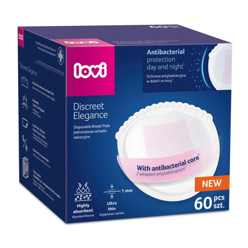 Lovi antibakteriální vložky do podprsenky Discreet Elegance, bílé, 60 ks