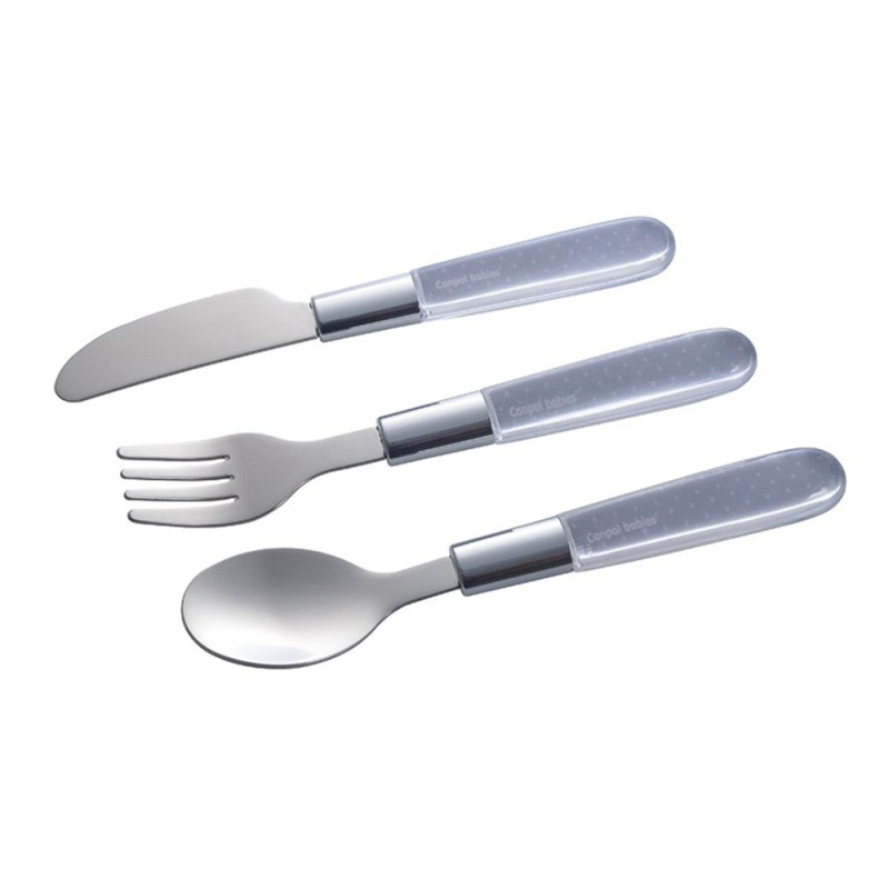 Canpol Babies dětský kovový příbor bílý 3 ks