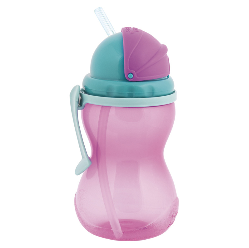 Canpol babies Láhev sportovní se slámkou 370 ml, růžová