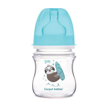 Antikoliková širokohrdlá láhev Canpol babies EasyStart Exotic Animals 120 ml modrá