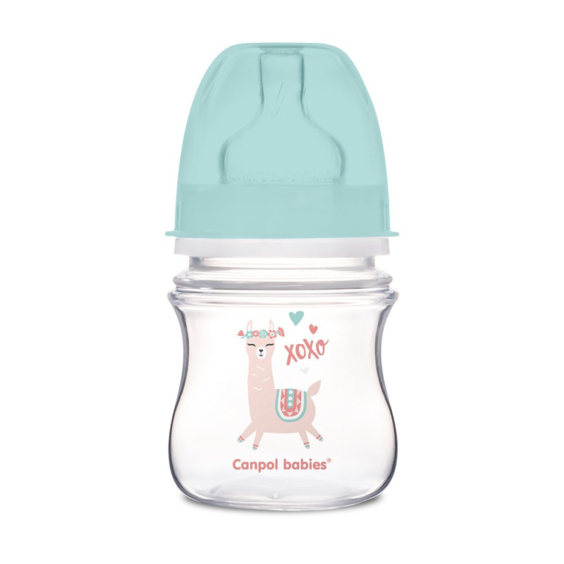 Canpol babies antikoliková širokohrdlá lahev EasyStart Exotic Animals 120 ml, zelená