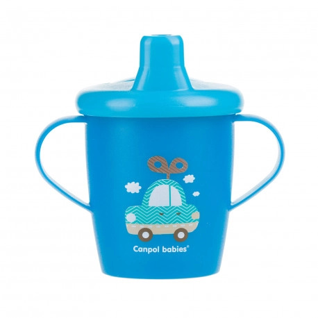 CANPOL BABIES Nevylévací hrníček TOYS modrý 250 ml