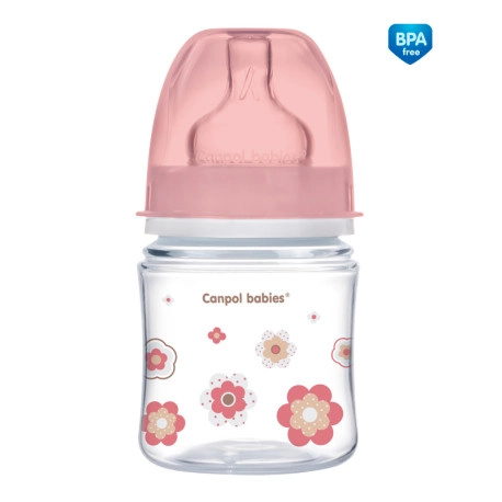 Canpol babies kojenecká láhev EasyStart Newborn Baby 120 ml, široké hrdlo, antikoliková