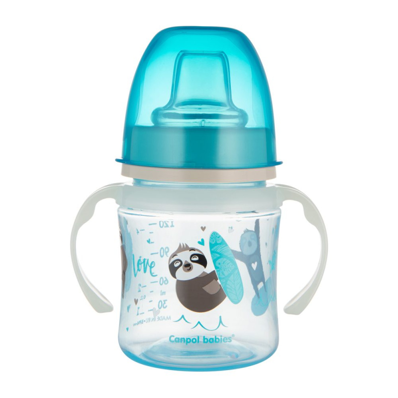 Canpol babies tréninkový hrneček se svítícími úchyty, 120 ml, modrý