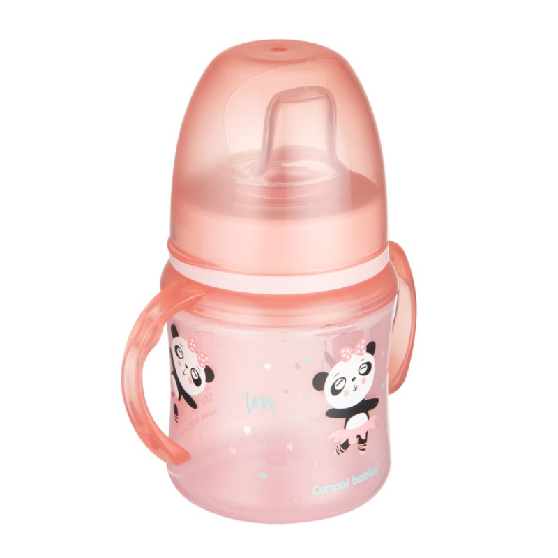 Canpol babies tréninkový hrneček s měkčeným pítkem 120 ml, růžový