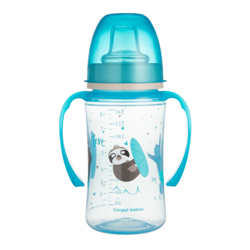 Canpol babies Exotic Animals tréninkový hrnek s držadly 6+ m Blue 240 ml