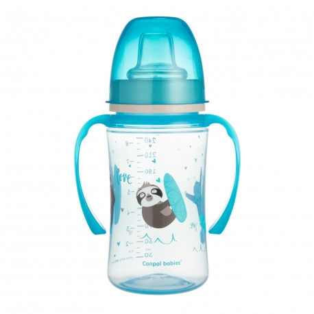 Canpol babies Exotic Animals tréninkový hrnek s držadly 6+ m Blue 240 ml