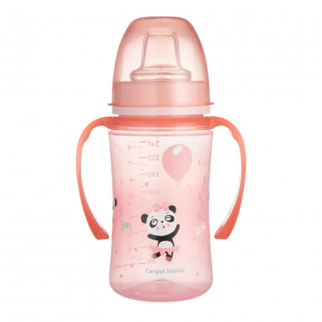 Canpol babies Exotic Animals tréninkový hrnek s držadly 6+ m Pink 240 ml