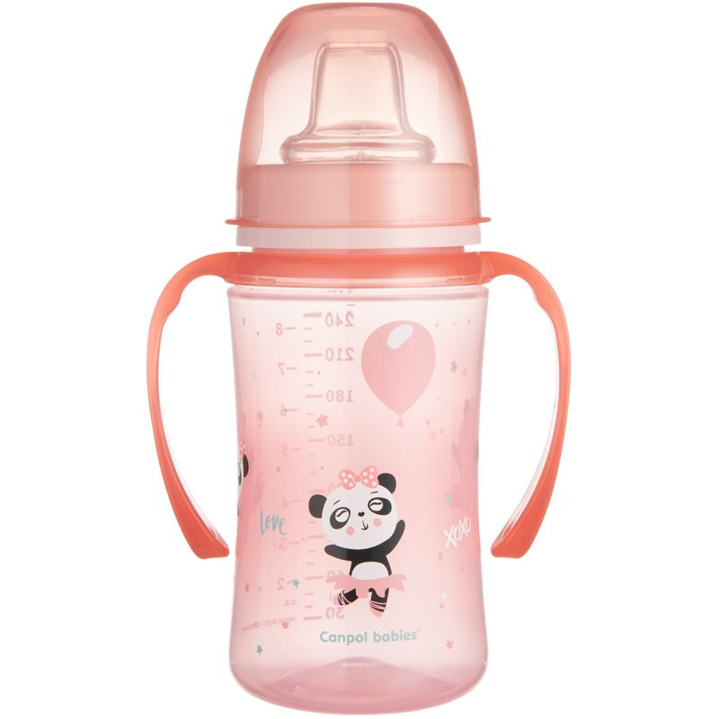 Canpol babies Exotic Animals tréninkový hrnek s držadly 6+ m Pink 240 ml