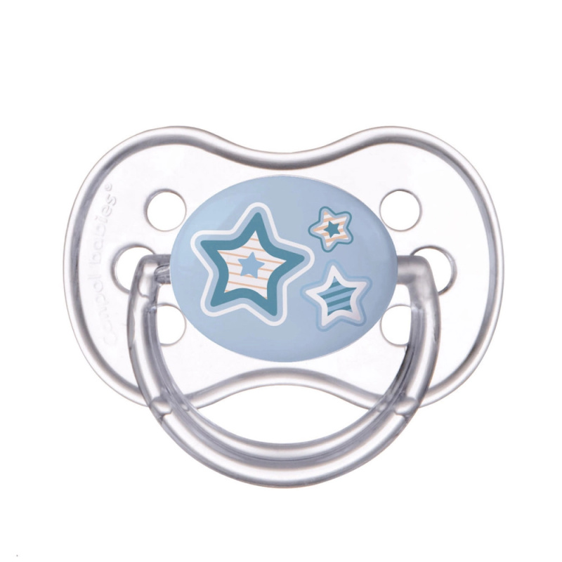 Silikonový dudlík 0–6 m symetrický NEWBORN BABY modrý – Canpol babies