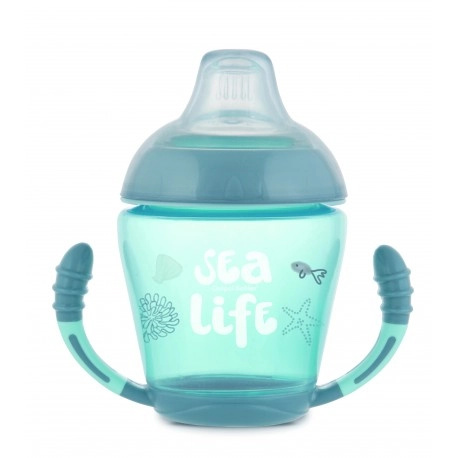 Nevylévací hrneček se silikonovým pítkem 230 ml SEA LIFE modrý