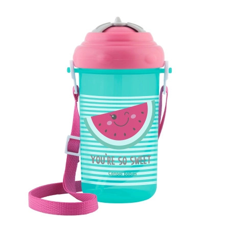 Canpol babies sportovní láhev se slámkou a víčkem meloun 400 ml