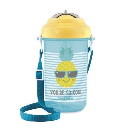 CANPOL BABIES Cestovní sportovní láhev se slámkou a víčkem ananas 400ml