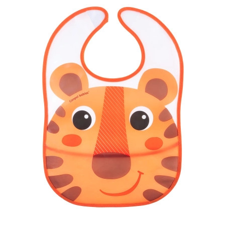 Plastový bryndák s kapsou Hello Little – Oranžový