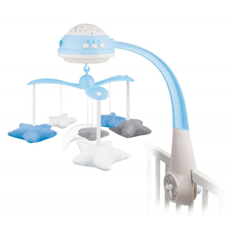 Canpol babies Kolotoč plyšový s projektorem, hvězdičky modrý