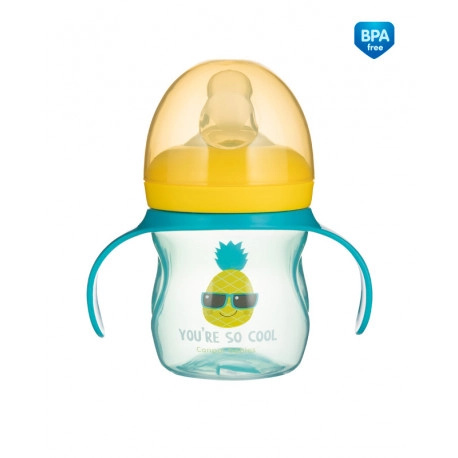 Canpol babies tréninkový hrneček se silikonovým pítkem a úchyty SO COOL 150 ml – Ananas