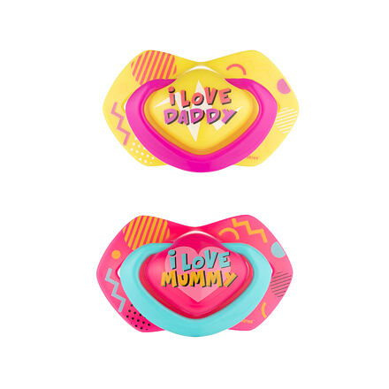 CANPOL BABIES C - Set symetrických silikonových dudlíků 18m+ NEON LOVE růžový